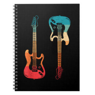 Retro Guitar Guitarist Electric Bass Guitar Rock M Notebook