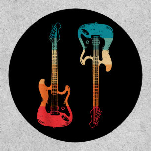 Retro Guitar Guitarist Electric Bass Guitar Rock M Patch