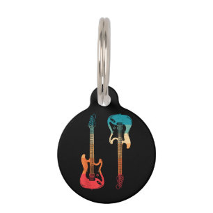 Retro Guitar Guitarist Electric Bass Guitar Rock M Pet ID Tag