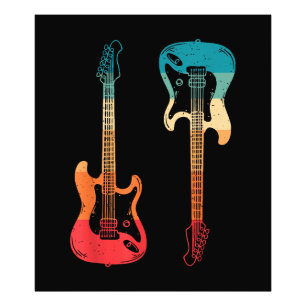 Retro Guitar Guitarist Electric Bass Guitar Rock M Photo Print