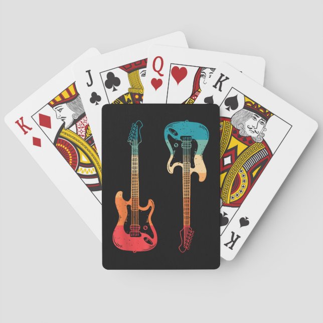 Retro Guitar Guitarist Electric Bass Guitar Rock M Poker Cards (Back)