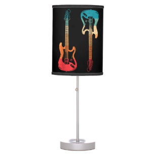 Retro Guitar Guitarist Electric Bass Guitar Rock M Table Lamp