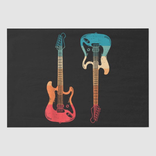 Retro Guitar Guitarist Electric Bass Guitar Rock M Tissue Paper (Front)