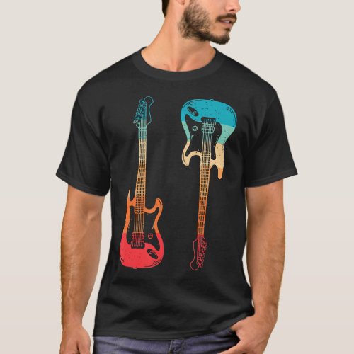 Retro Guitar Guitarist Electric Bass Guitar Rock T_Shirt