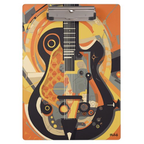 Retro Guitar Illustration Clipboard