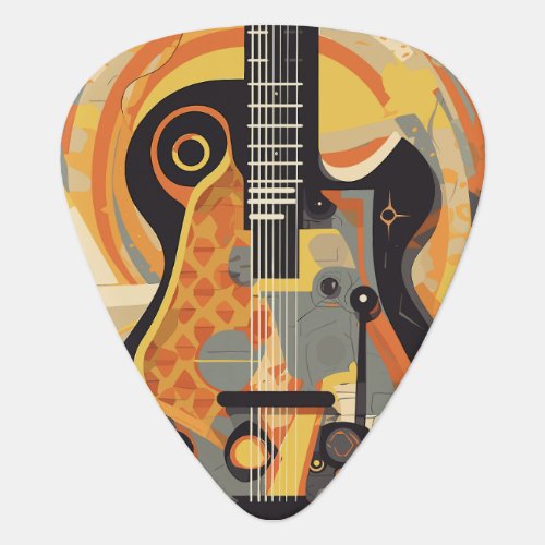 Retro Guitar Illustration Guitar Pick