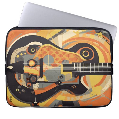 Retro Guitar Illustration Laptop Sleeve