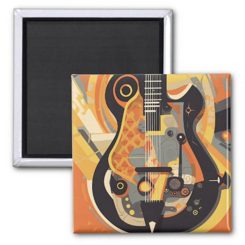 Retro Guitar Illustration Magnet