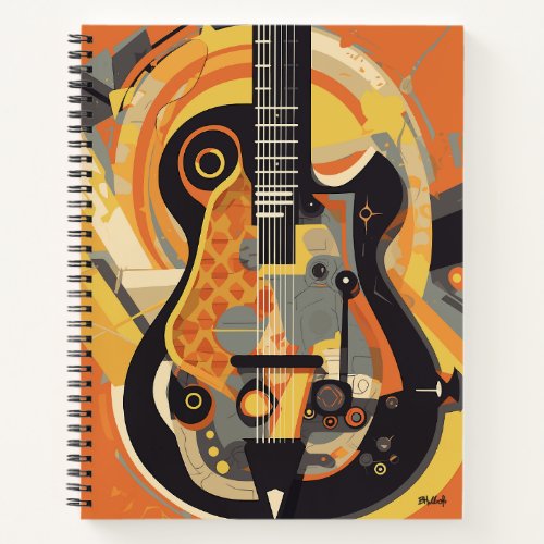 Retro Guitar Illustration Notebook