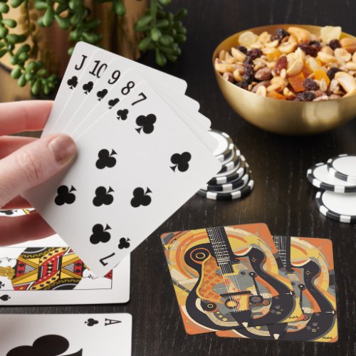 Retro Guitar Illustration Poker Cards