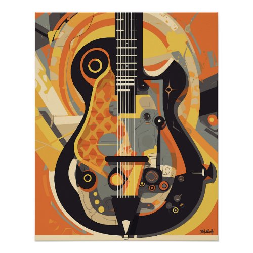 Retro Guitar Illustration Poster