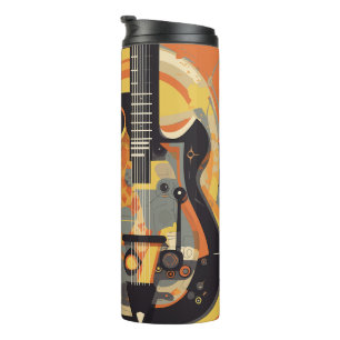 Retro guitar illustration Thermal Tumbler