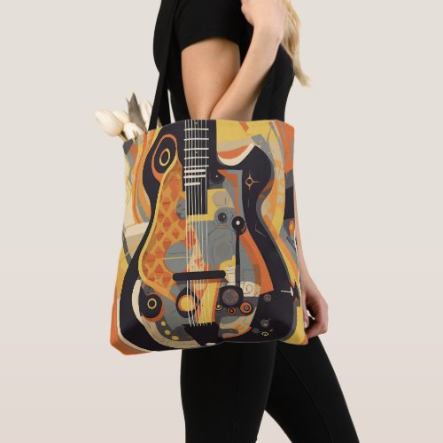 Retro Guitar Illustration Tote Bag