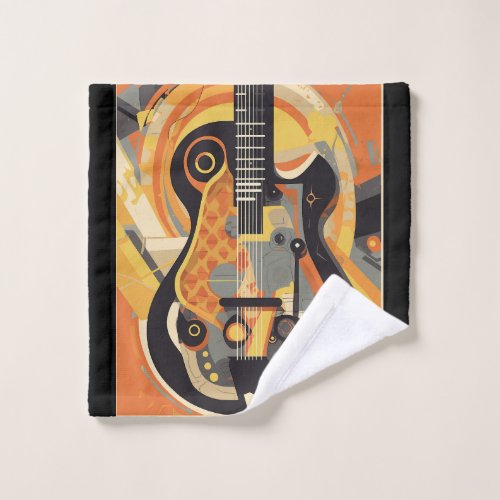 Retro Guitar Illustration Wash Cloth