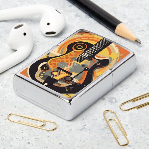 Retro Guitar Illustration Zippo Lighter