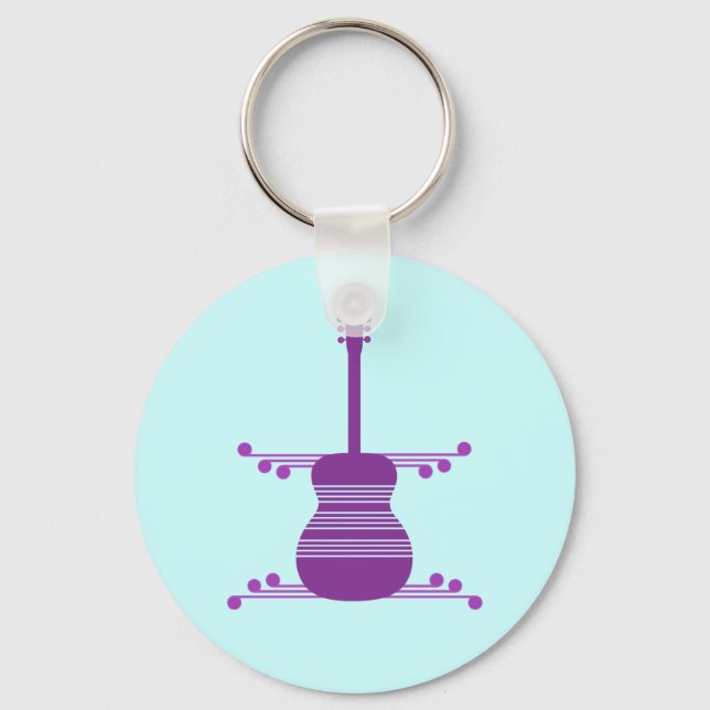 Retro Guitar Keychain, Purple Keychain (Front)