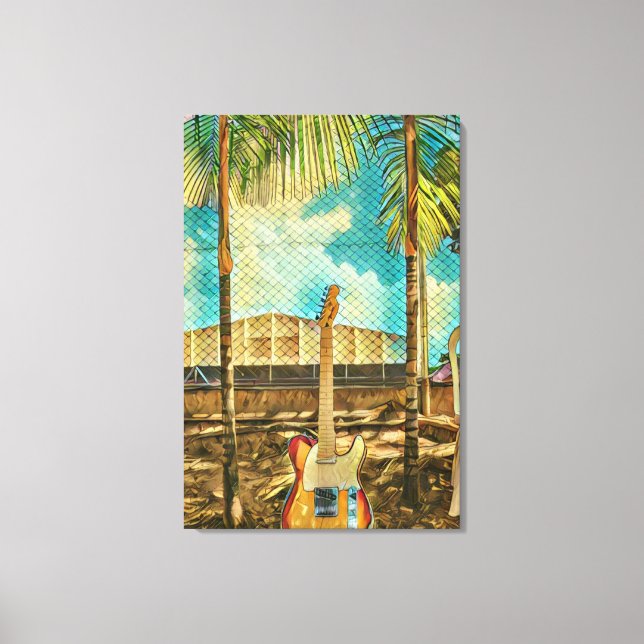 retro guitar lover gift canvas print (Front)