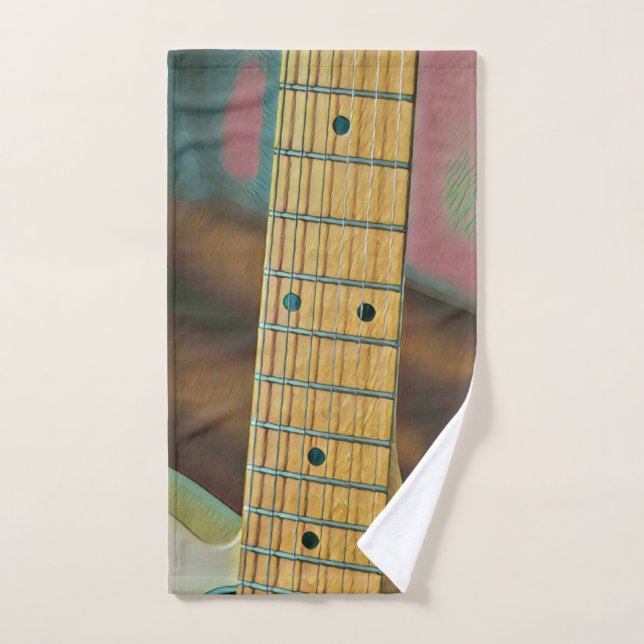 retro guitar lover gift hand towel  (Hand Towel)