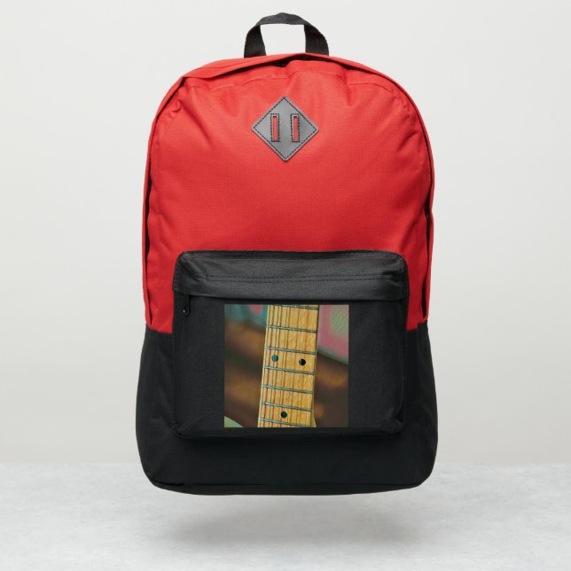 retro guitar lover gift port authority® backpack (Front)