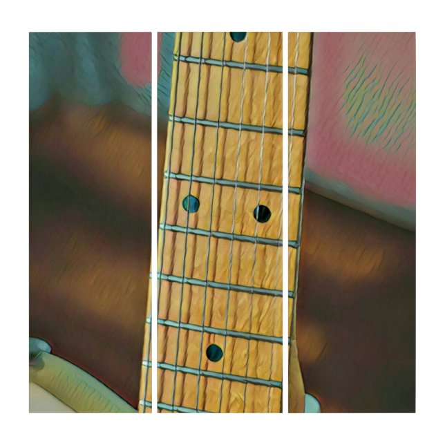 retro guitar lover gift triptych (Front)