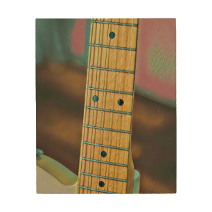 retro guitar lover gift wood wall art