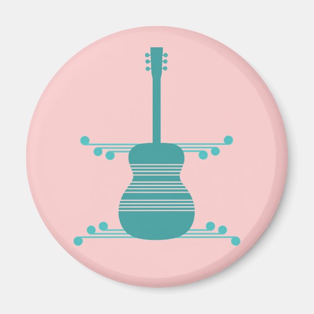 Retro Guitar Magnet, Teal Magnet (Front)