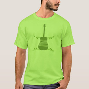 Retro Guitar Men's Shirt, Olive Green T-Shirt