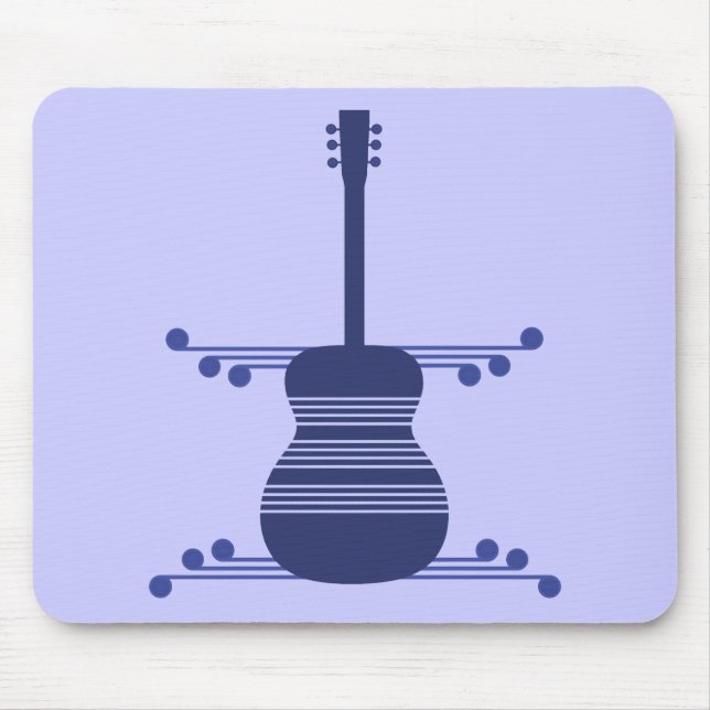 Retro Guitar Mousepad, Navy Blue Mouse Pad (Front)