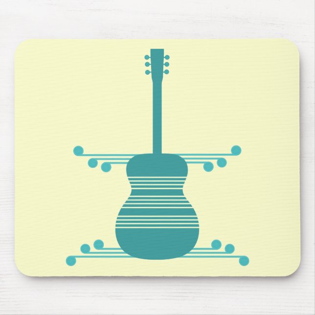 Retro Guitar Mousepad, Teal Mouse Pad (Front)
