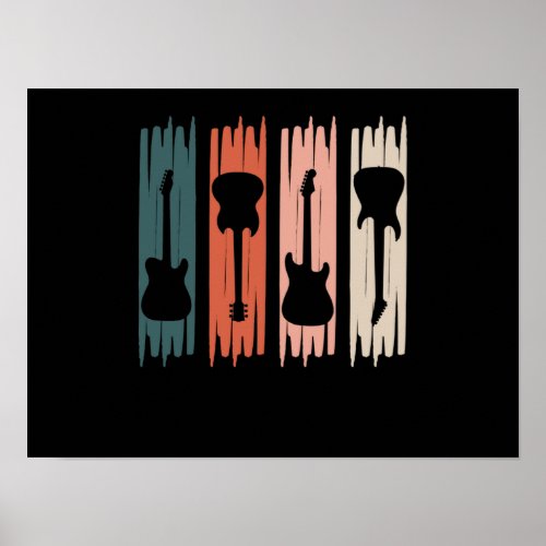 Retro Guitar Music Player Musician Guitarist Graph Poster