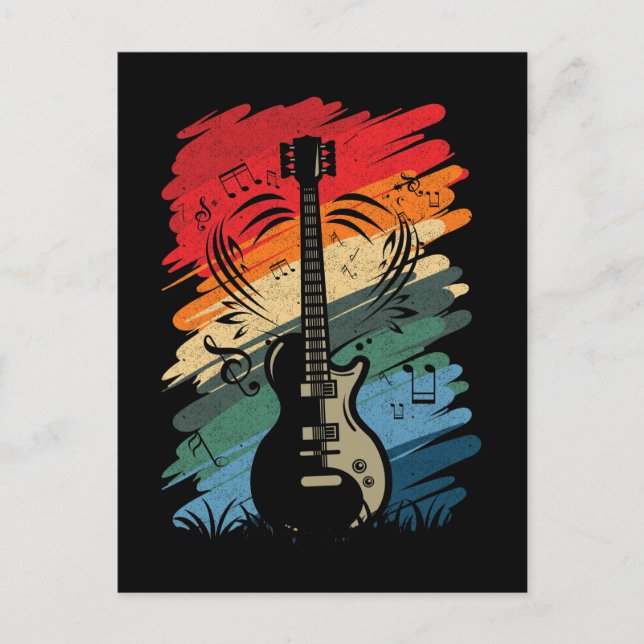 Retro Guitar Musical Notes Musician Guitarist (Front)
