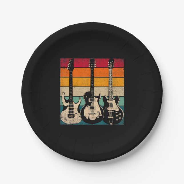 Retro Guitar  Paper Plates (Front)