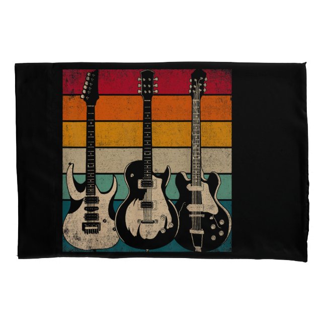 Retro Guitar  Pillow Case (Front)