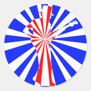 Retro Guitar Player Classic Round Sticker