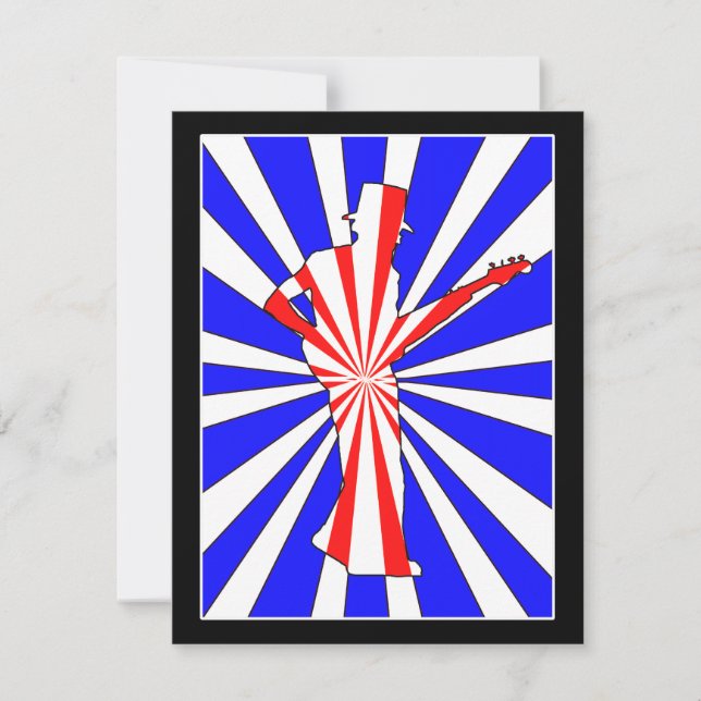 Retro Guitar Player Invitation (Front)