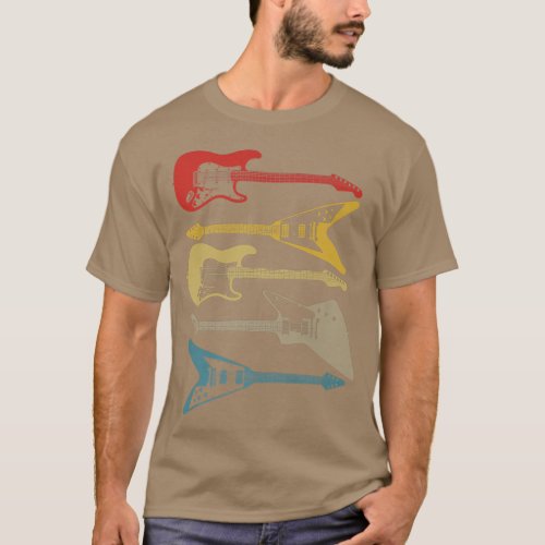 Retro Guitar Player Vintage Guitarist Bass Bassist T_Shirt