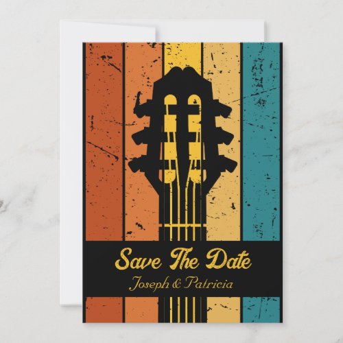 Retro guitar Vintage guitar save the date Invitation