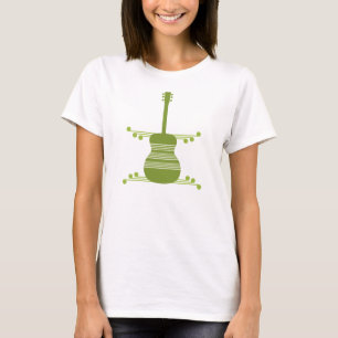 Retro Guitar Women's Shirt, Olive Green T-Shirt