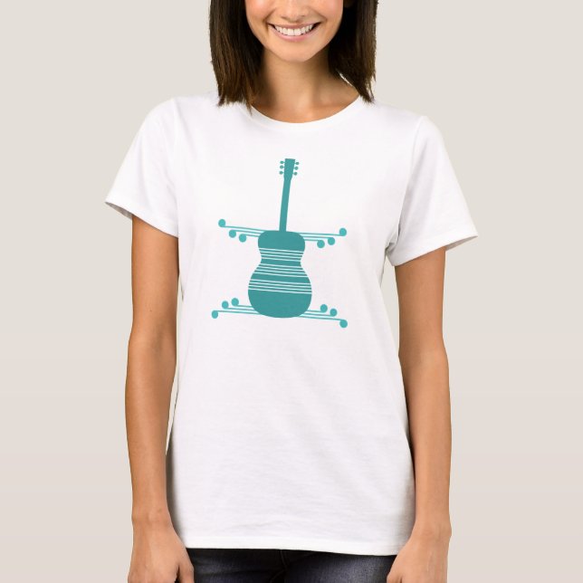 Retro Guitar Women's Shirt, Teal T-Shirt (Front)