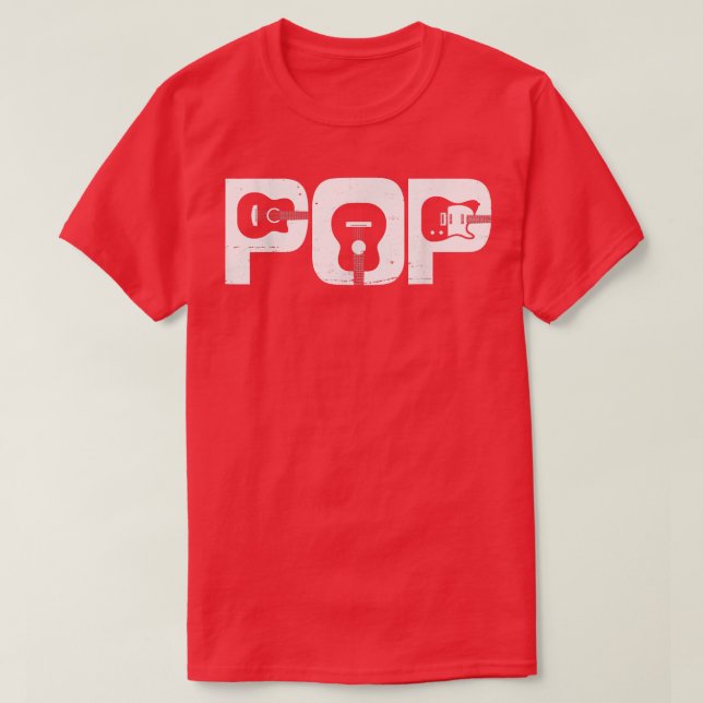 Retro Guitarist Father Pop Guitar Fathers Day Musi T-Shirt (Design Front)