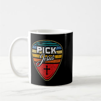 Retro Guitarist Guitar Pick Christian Music Jesus Coffee Mug