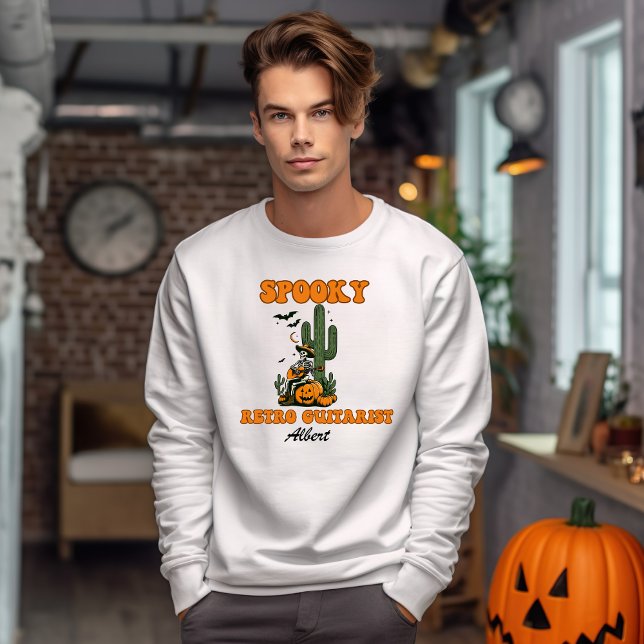 Retro Guitarist Personalized Name Halloween  Sweatshirt (Creator Uploaded)