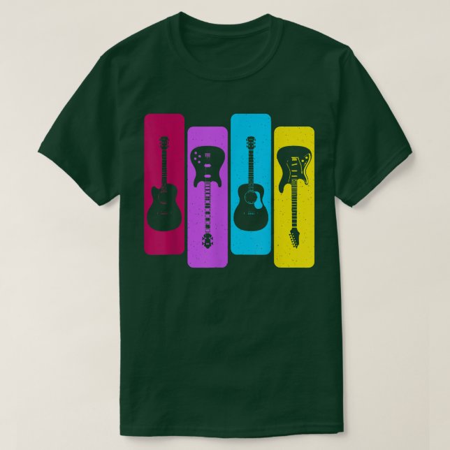 Retro Guitars Guitarist Acoustic Electric Guitar R T-Shirt (Design Front)