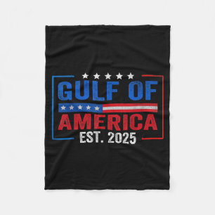 Retro Gulf Of America Est 2025 Vintage Coastal Usa Fleece Blanket