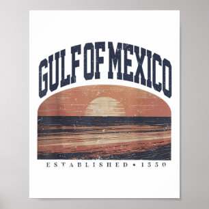 Retro Gulf Of Mexico Est 1550 Men Women Retro Vint Poster