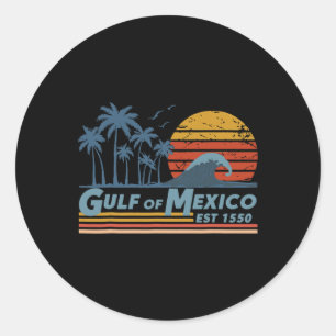 Retro Gulf Of Mexico Est 1550 Vintage Beach  Classic Round Sticker