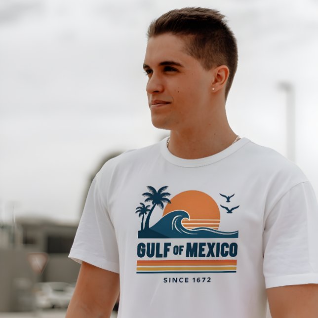 Retro Gulf of Mexico Since 1672 White T-Shirt (Retro Gulf of Mexico Since 1672 White T-Shirt.)