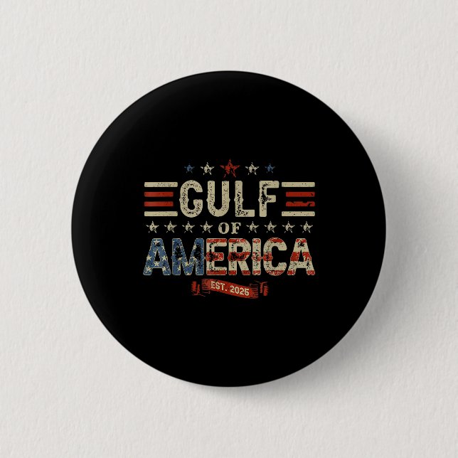 Retro Gulf Of Usa America Est 2025 American Flag G Button (Front)
