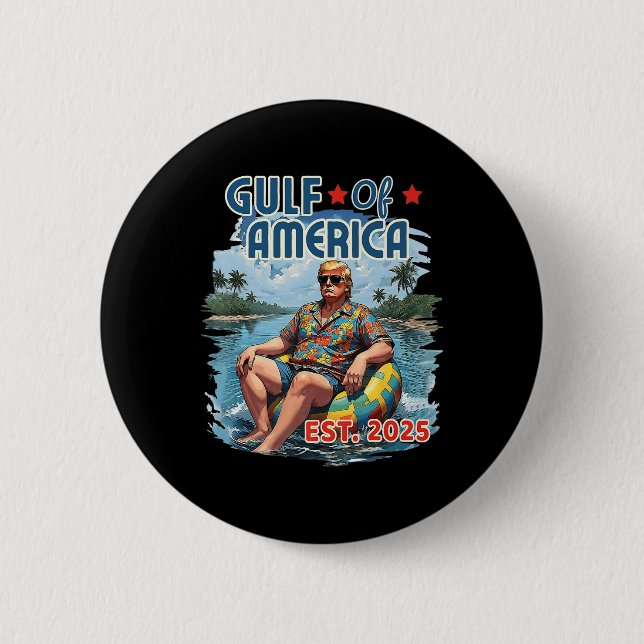 Retro Gulf Of Usa America Est 2025 American Flag G Button (Front)