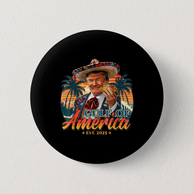 Retro Gulf Of Usa America Est 2025 American Flag G Button (Front)